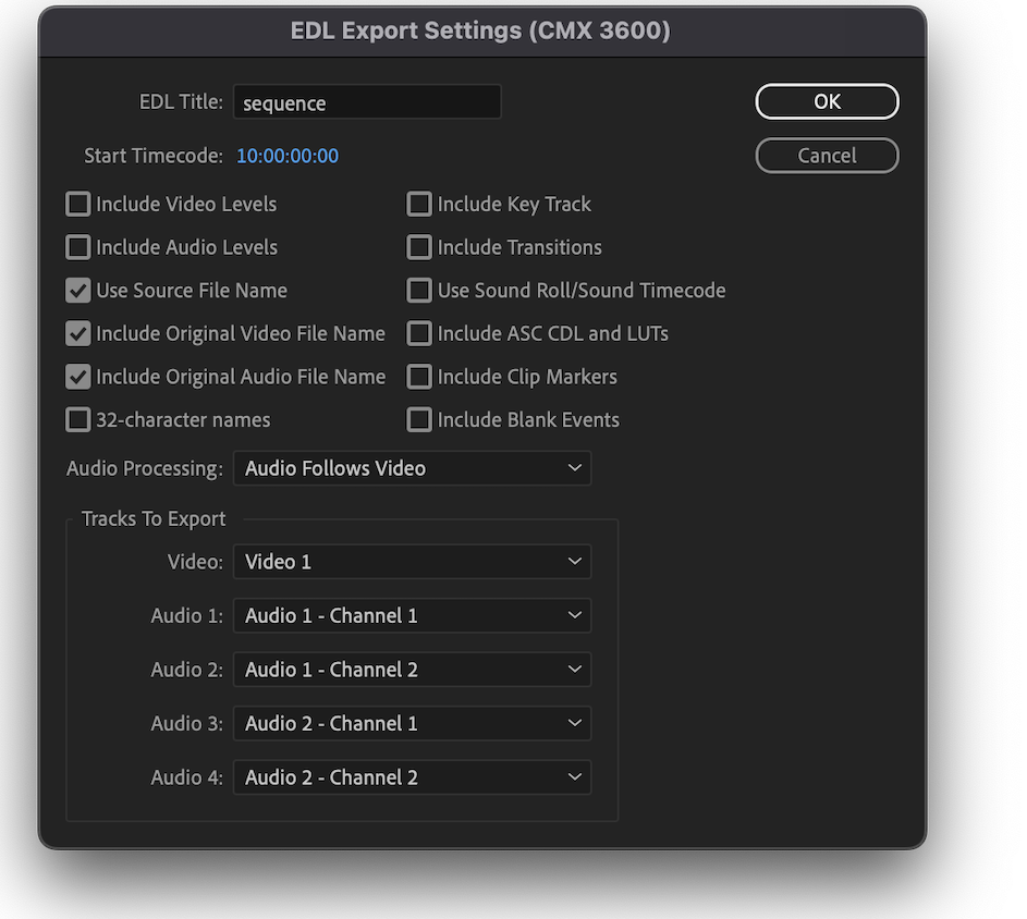 Adobe Premiere Pro EDL